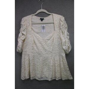 Torrid 3/4 Ruched Allover Sheer Lace Babydoll Tunic-Lined-Size 1X-NWT